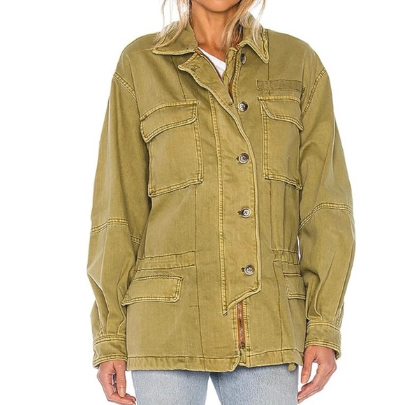FREE PEOPLE Seize The Day Jacket Olive Oversized Utility Jacket Size S - Picture 3 of 16
